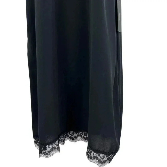 Lulus NWT M Black Slip Dress Lace Hem Halter Neck Romantic Goth Witchy Coquette - Picture 7 of 16